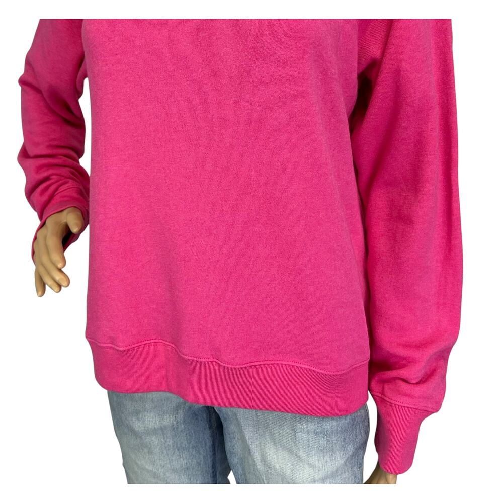 J. Crew Wide Button Collar Pullover Sweater Cloudspun Fleece Pink AC689 Size M - Picture 9 of 13